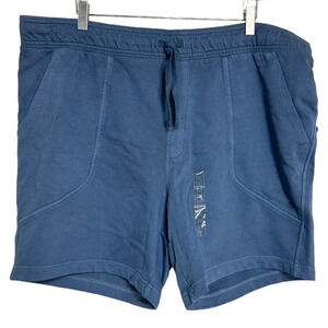 VRST mens XXL blue washed twill terry 7” inseam pull‎ on minimalist shorts